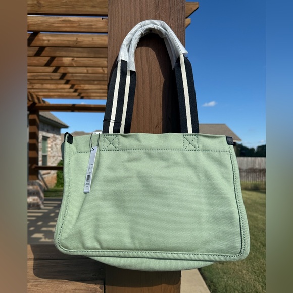 NWT! Marc Jacobs Sage Green Cotton Canvas Shopping Tote Bag - Picture 2 of 5